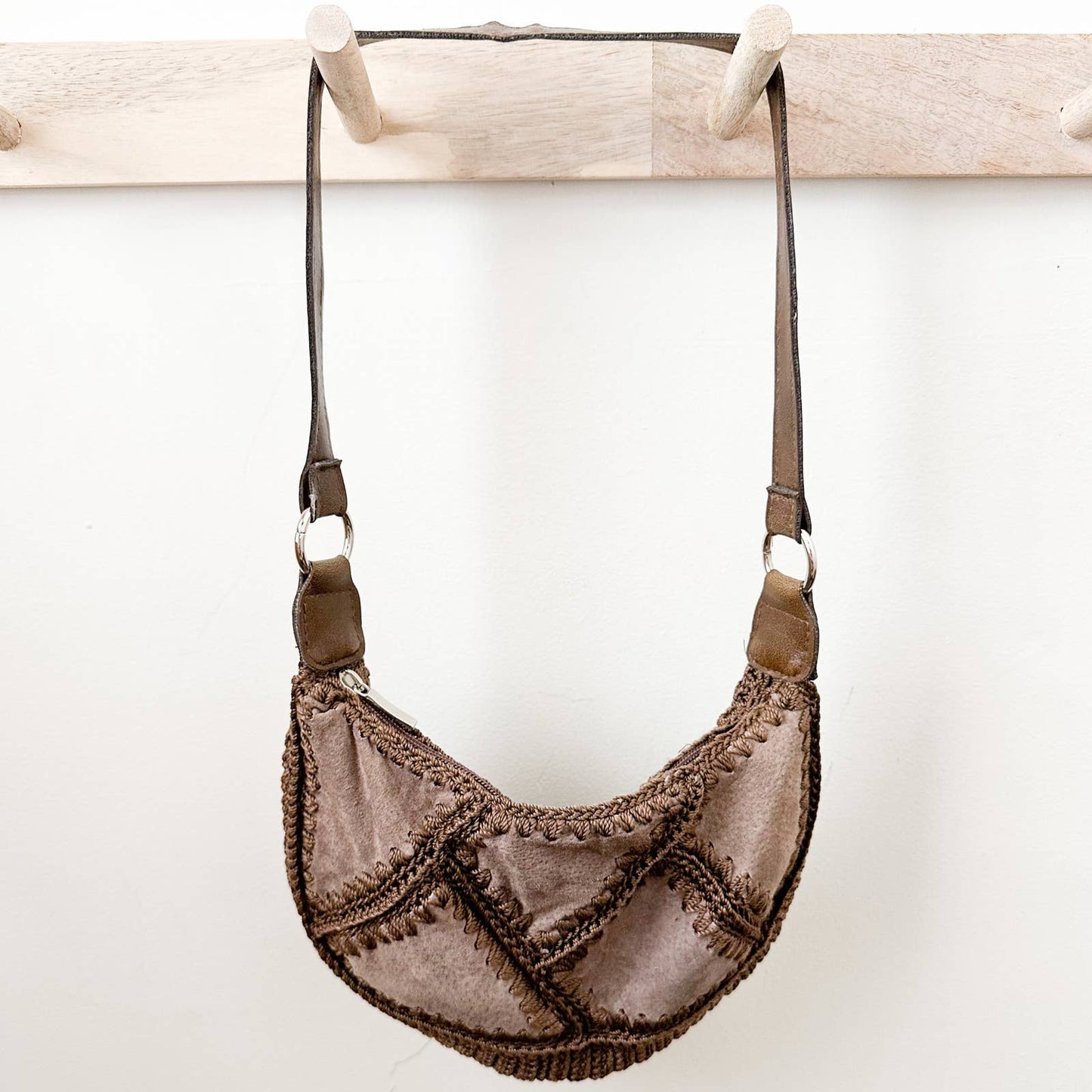 Y2K Suede Woven Shoulder Bag