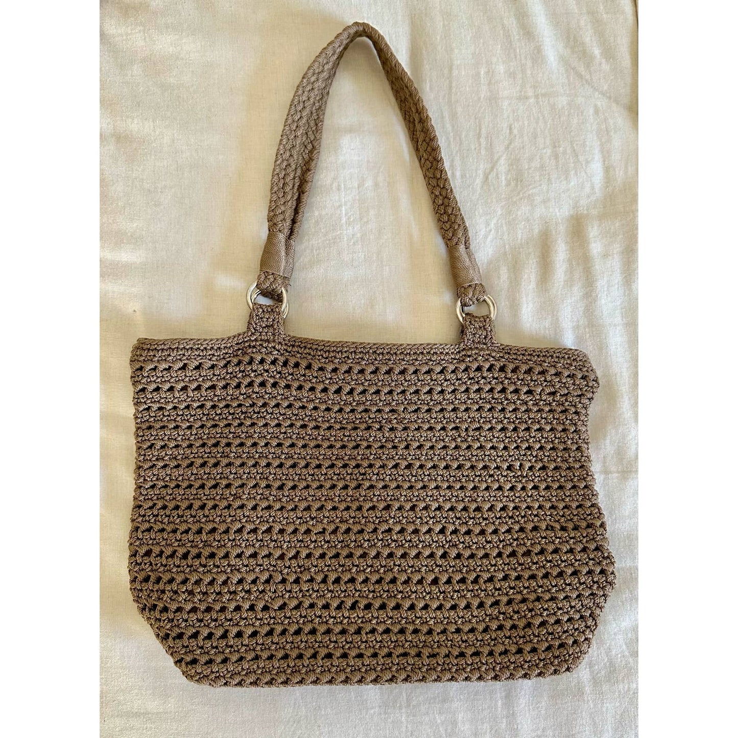 Vintage Brown Woven Shoulder Bag