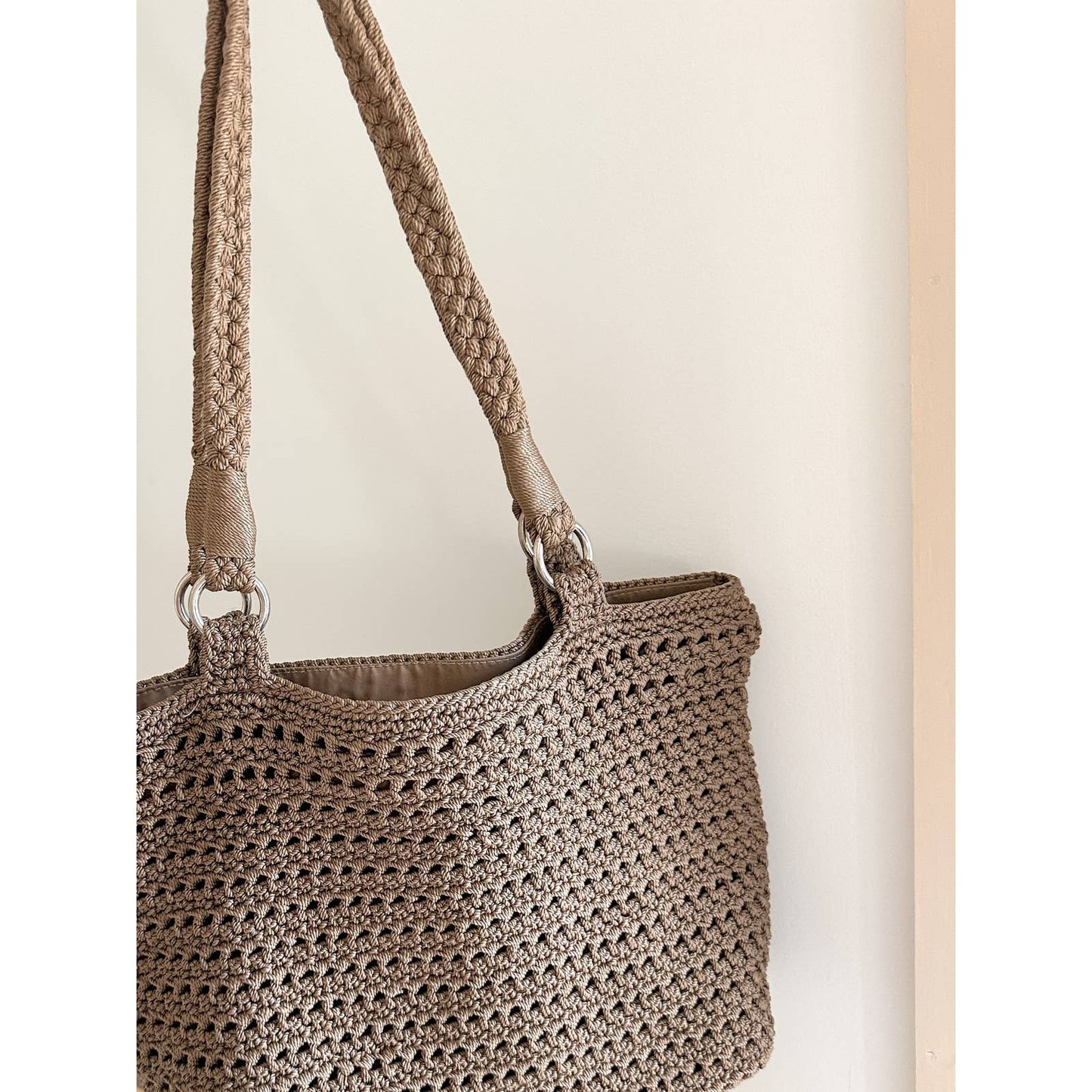 Vintage Brown Woven Shoulder Bag