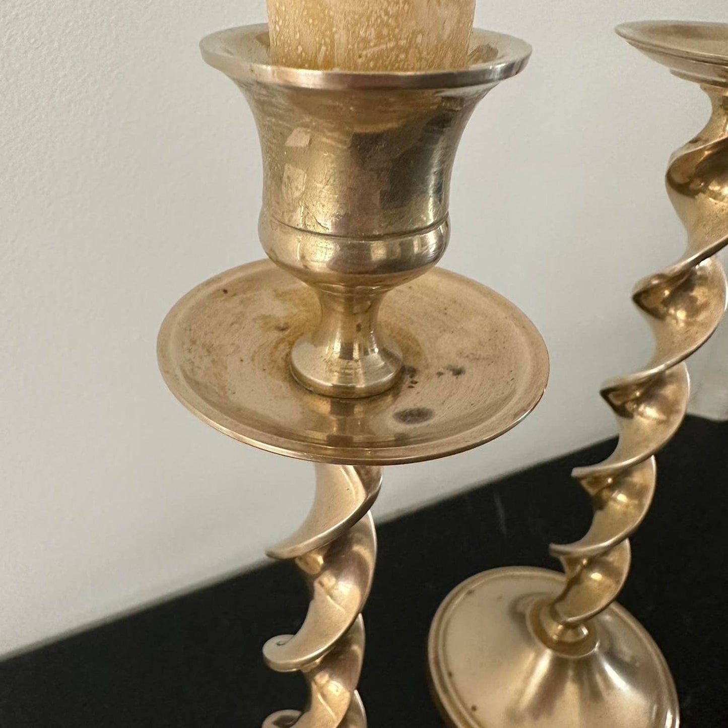 Vintage Brass Candlesticks, Set of 2