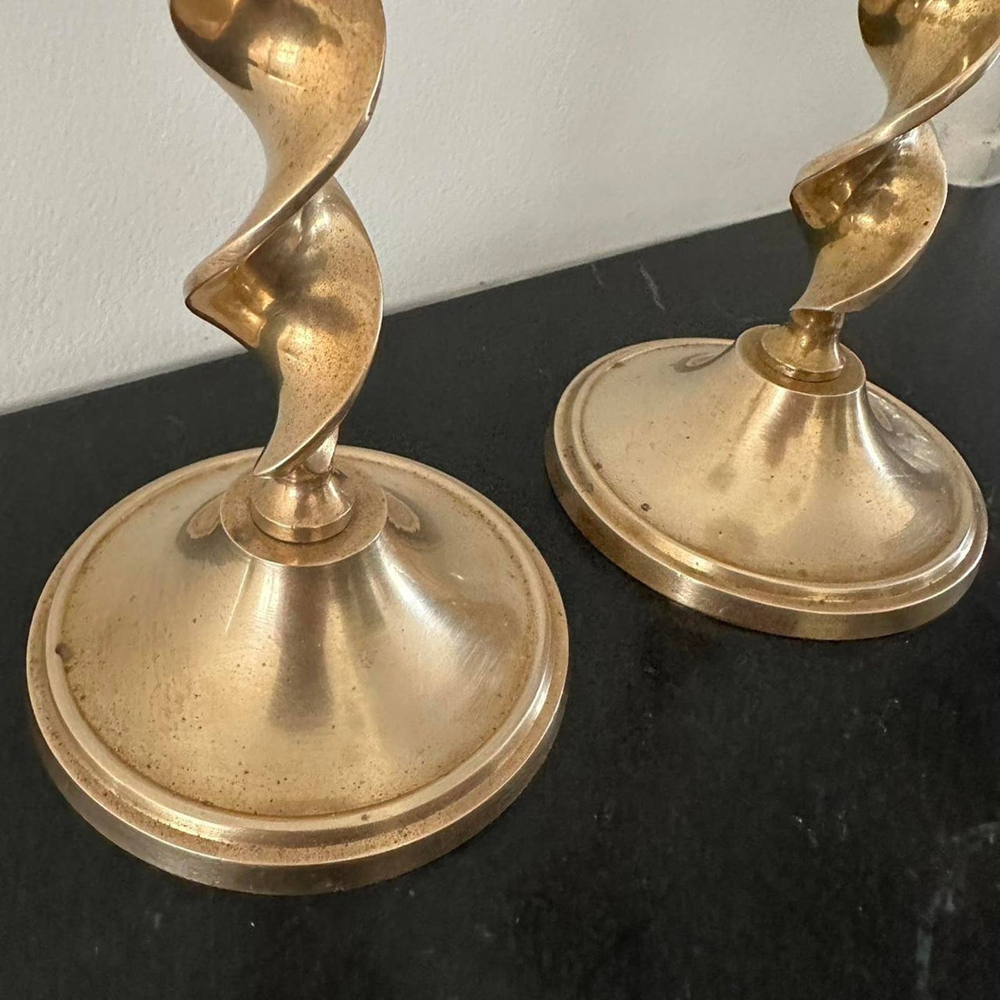 Vintage Brass Candlesticks, Set of 2