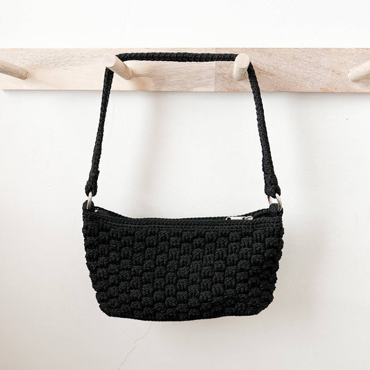 Black Woven Shoulder Bag