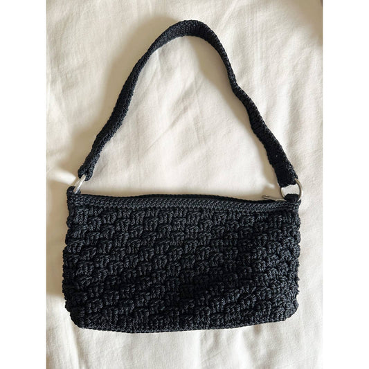 Black Woven Shoulder Bag