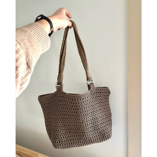 Vintage Brown Woven Shoulder Bag