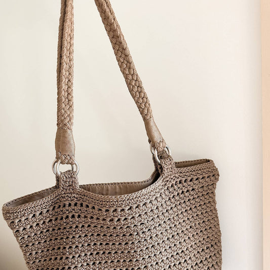Vintage Brown Woven Shoulder Bag