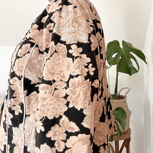 Vintage Black & Cream Floral Jacket