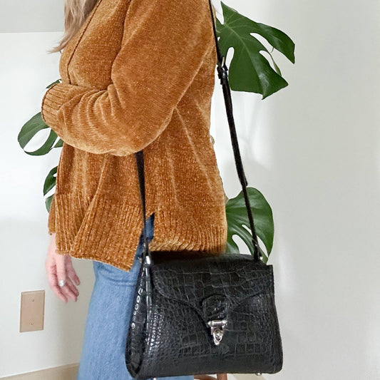Vintage Faux Crocodile Crossbody