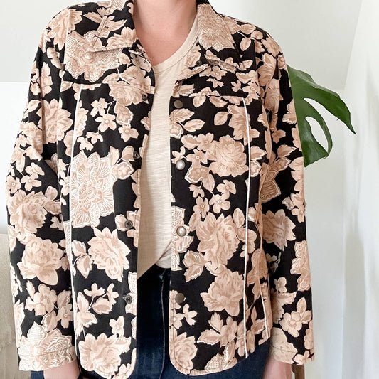 Vintage Black & Cream Floral Jacket