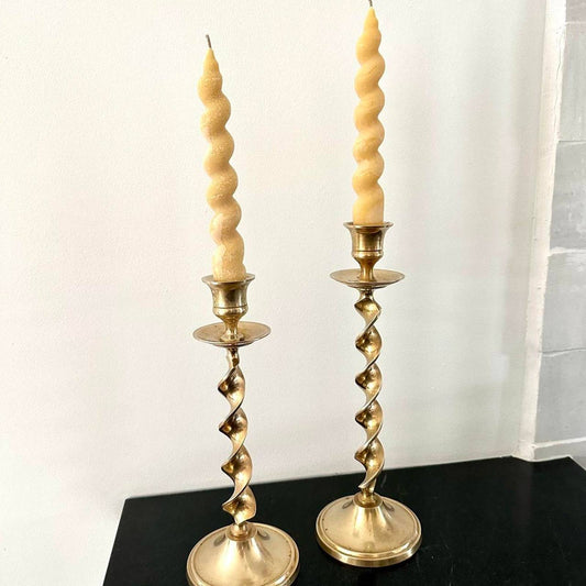 Vintage Brass Candlesticks, Set of 2
