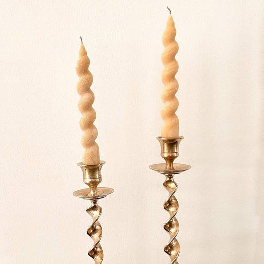 Vintage Brass Candlesticks, Set of 2